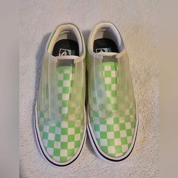 Vans Shoes - Vans Green And White Checkered Comfy Cush Slip Skool Shoes